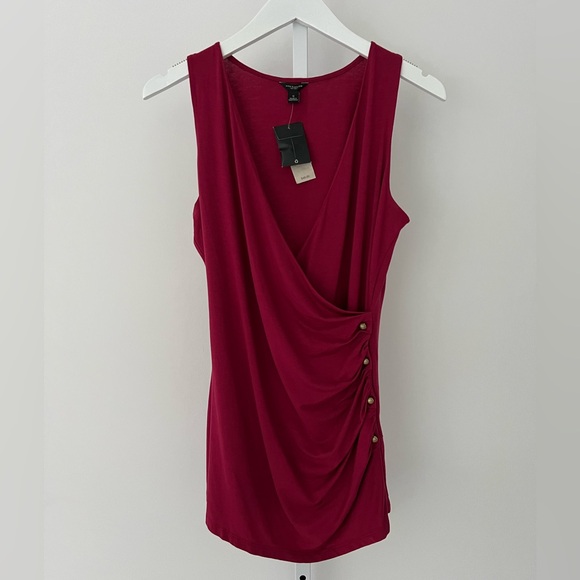 ANN TAYLOR RASPBERRY FAUX WRAP TOP SMALL NWTS! - Picture 3 of 17